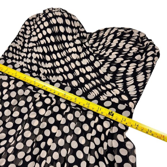 Aidan Mattox Polkadot Cocktail Dress Sz.6 Black Cream Silk Event Coquette - Picture 8 of 13